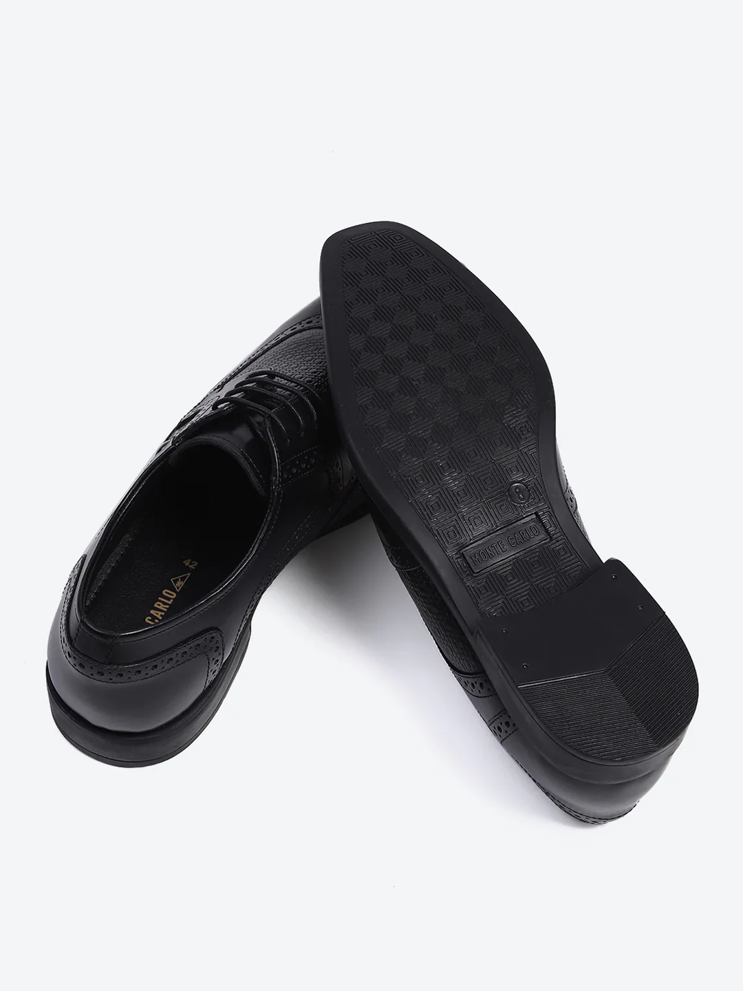 Men Black Lace Up Genuine Leather Formal Brogues - Image 7