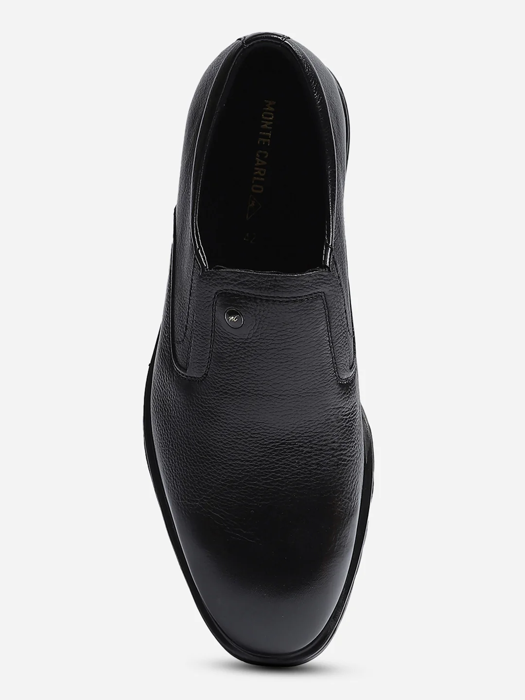 Men Black Solid Slip on Genuine Leather Formal Shoes - Image 5
