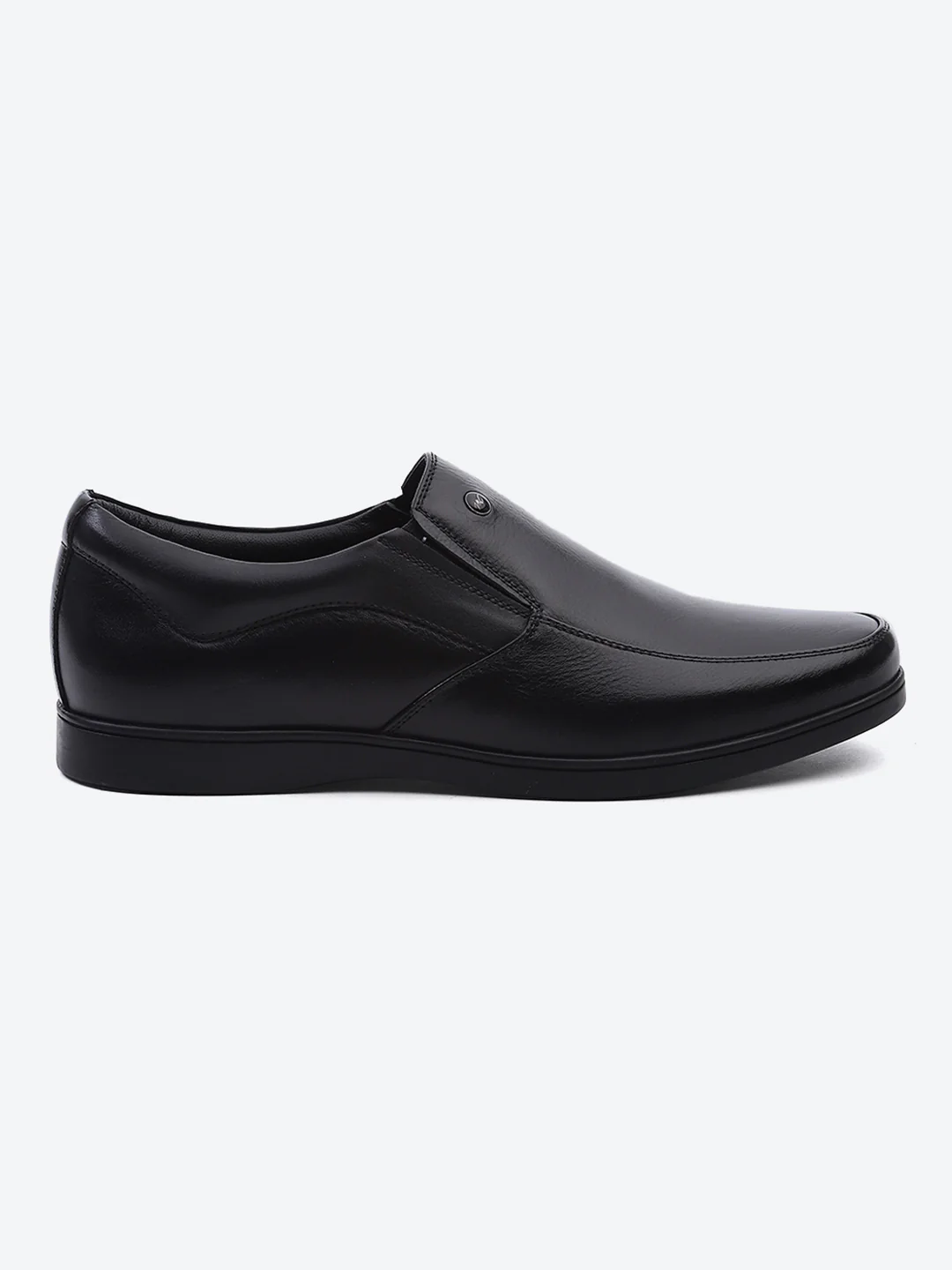 Men Black Solid Slip on Genuine Leather Square Toe Slip on Shoes - Image 4