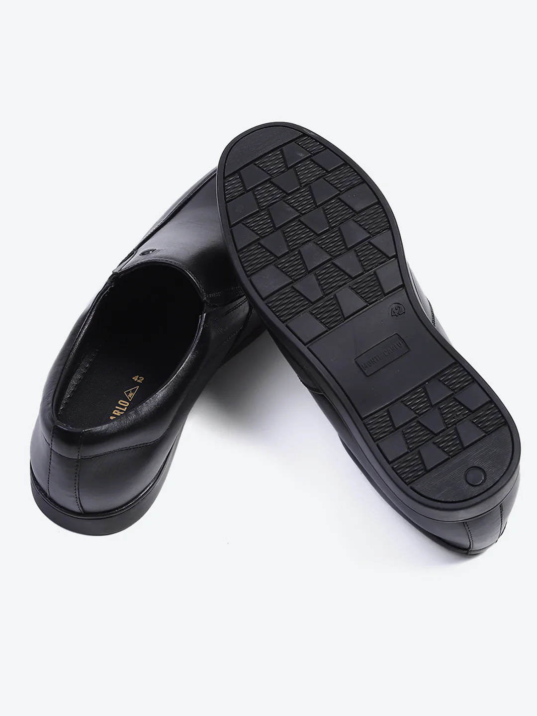 Men Black Solid Slip on Genuine Leather Square Toe Slip on Shoes - Image 7