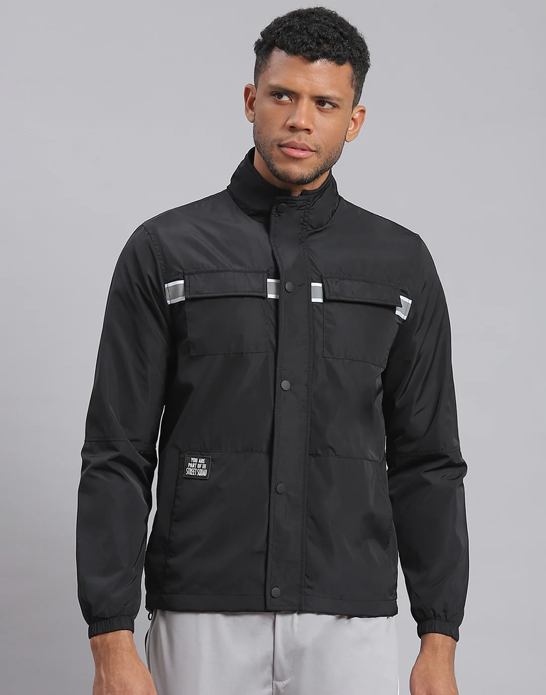 Rock.it Men Black Solid Stand Collar Full Sleeve Jacket - Image 2