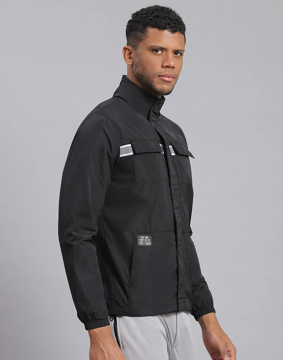 Rock.it Men Black Solid Stand Collar Full Sleeve Jacket - Image 4