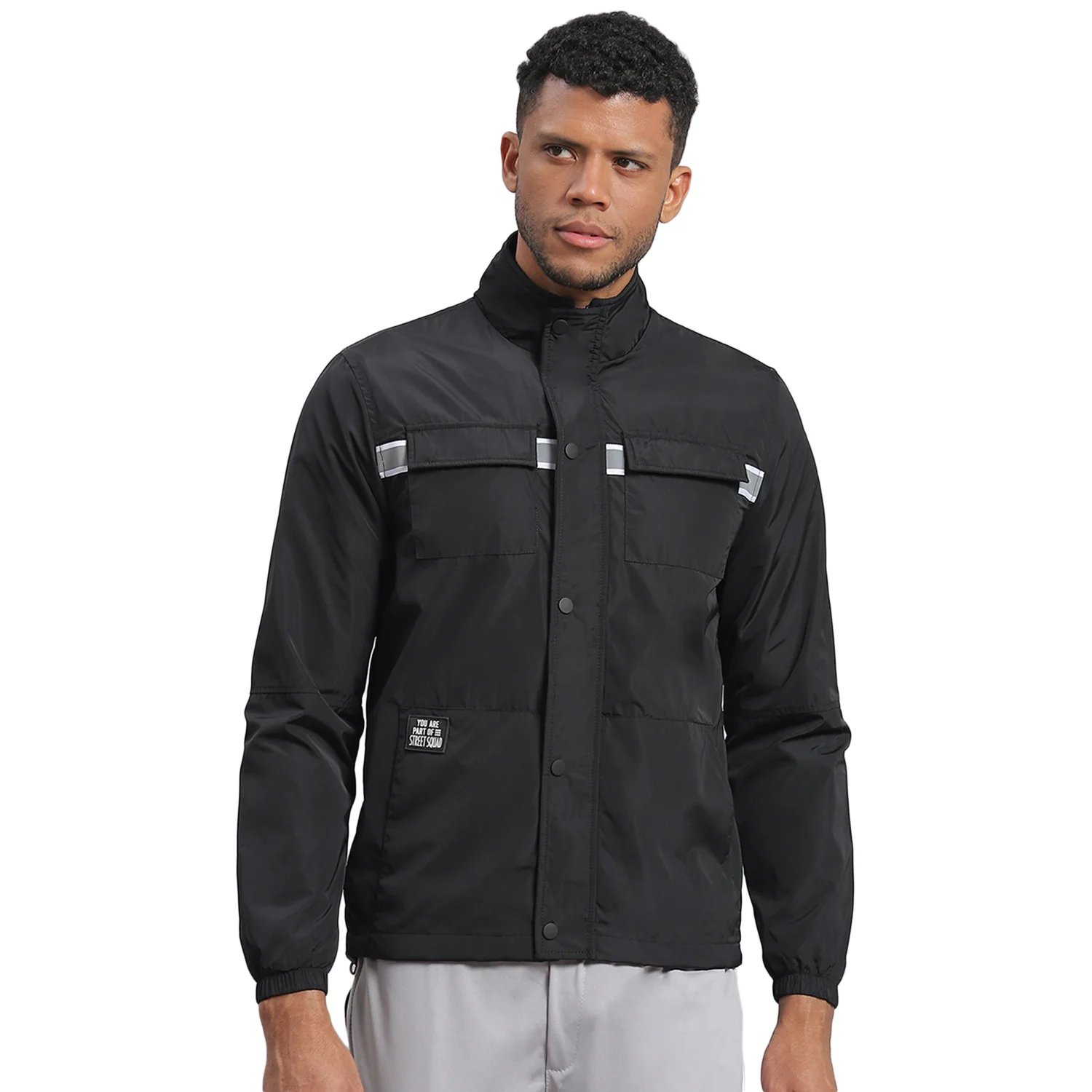 Rock.it Men Black Solid Stand Collar Full Sleeve Jacket - Image 5