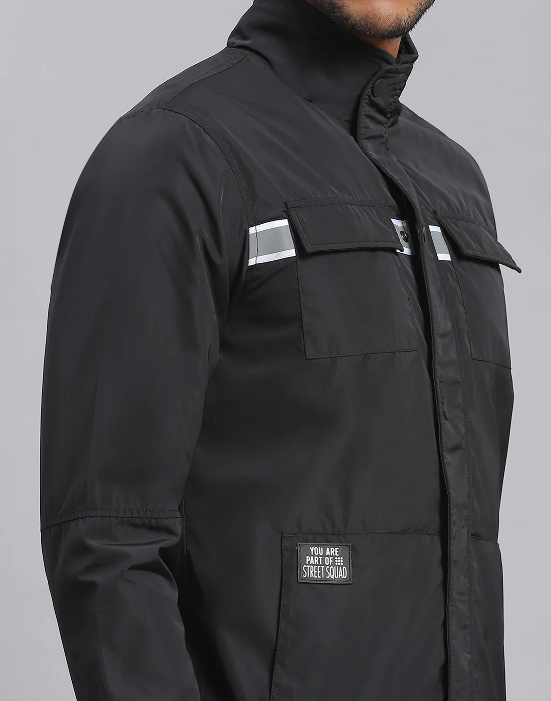 Rock.it Men Black Solid Stand Collar Full Sleeve Jacket - Image 7