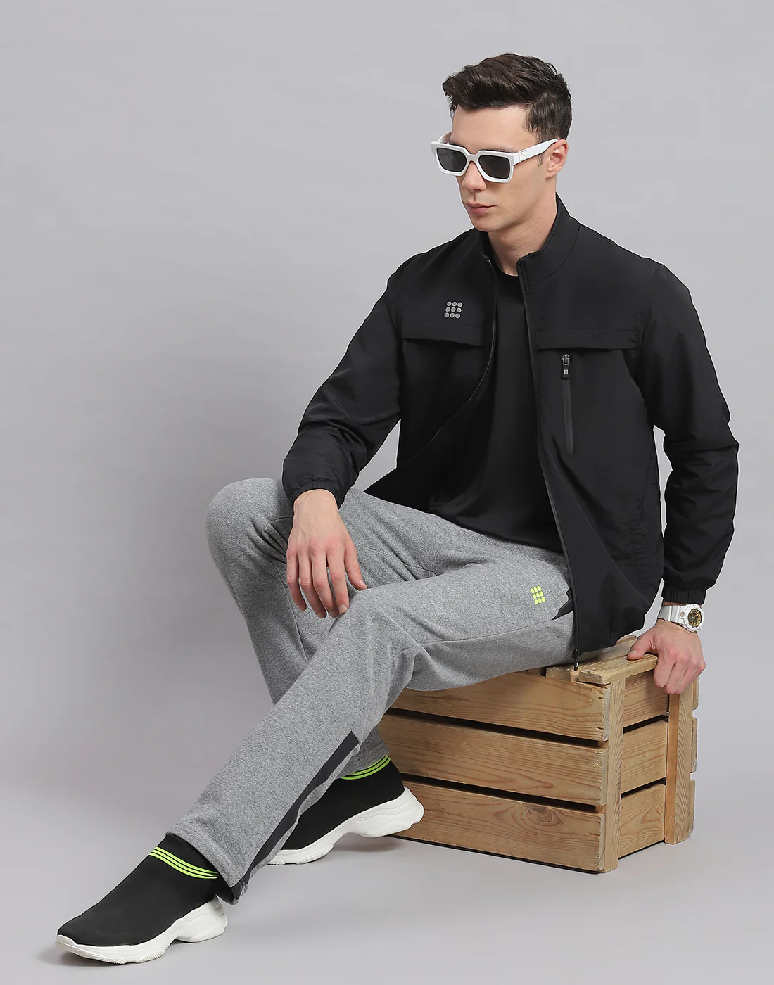 Rock.it Men Black Solid Stand Collar Full Sleeve Jacket - Image 3