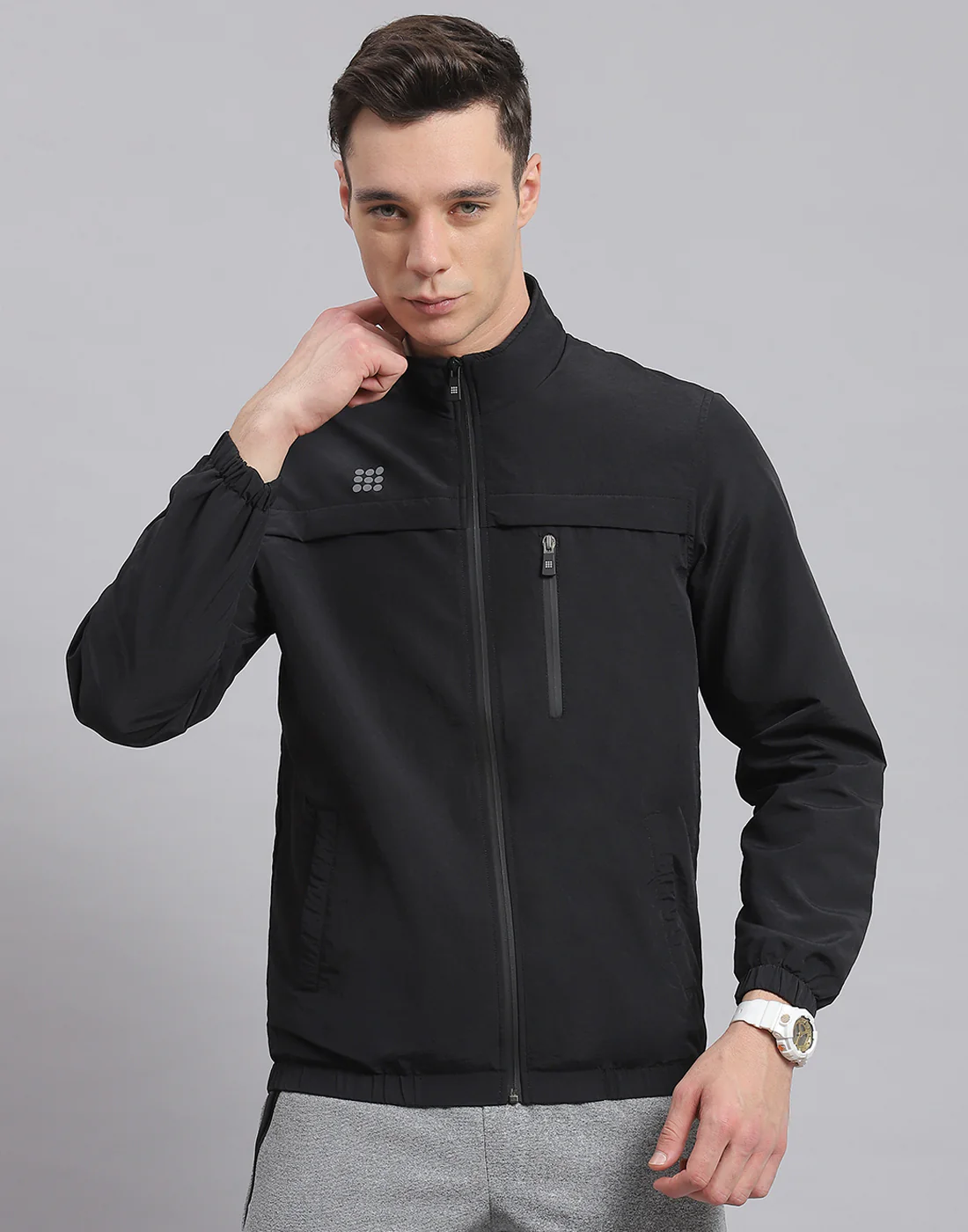Rock.it Men Black Solid Stand Collar Full Sleeve Jacket - Image 4