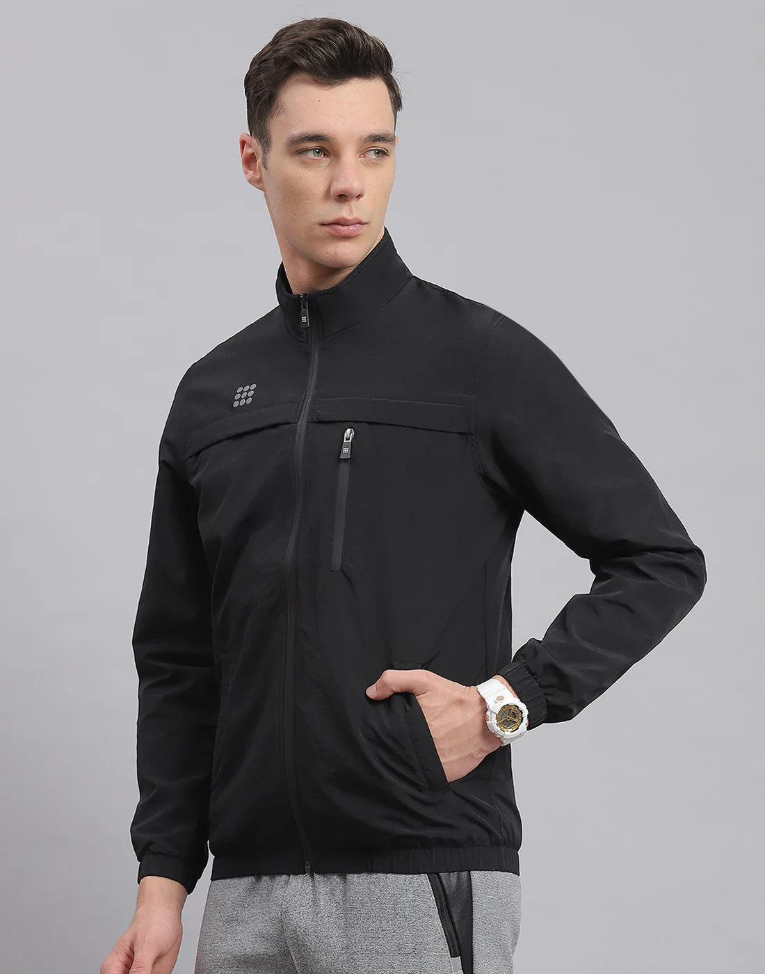 Rock.it Men Black Solid Stand Collar Full Sleeve Jacket - Image 5
