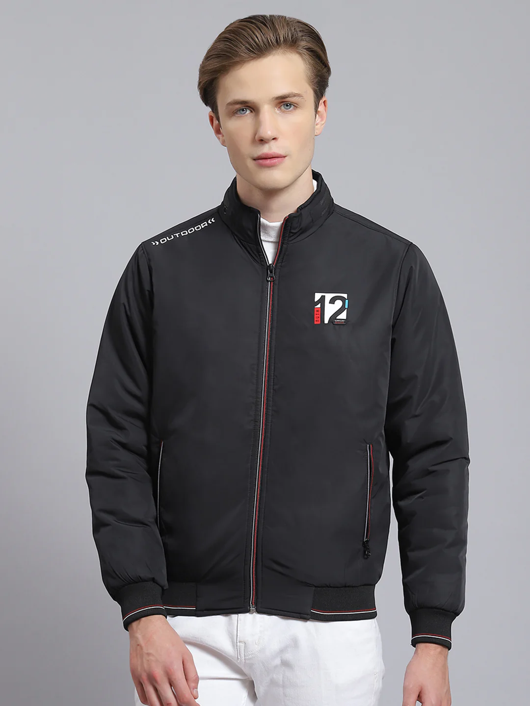 Men Black Solid Stand Collar Full Sleeve Jacket - Image 3