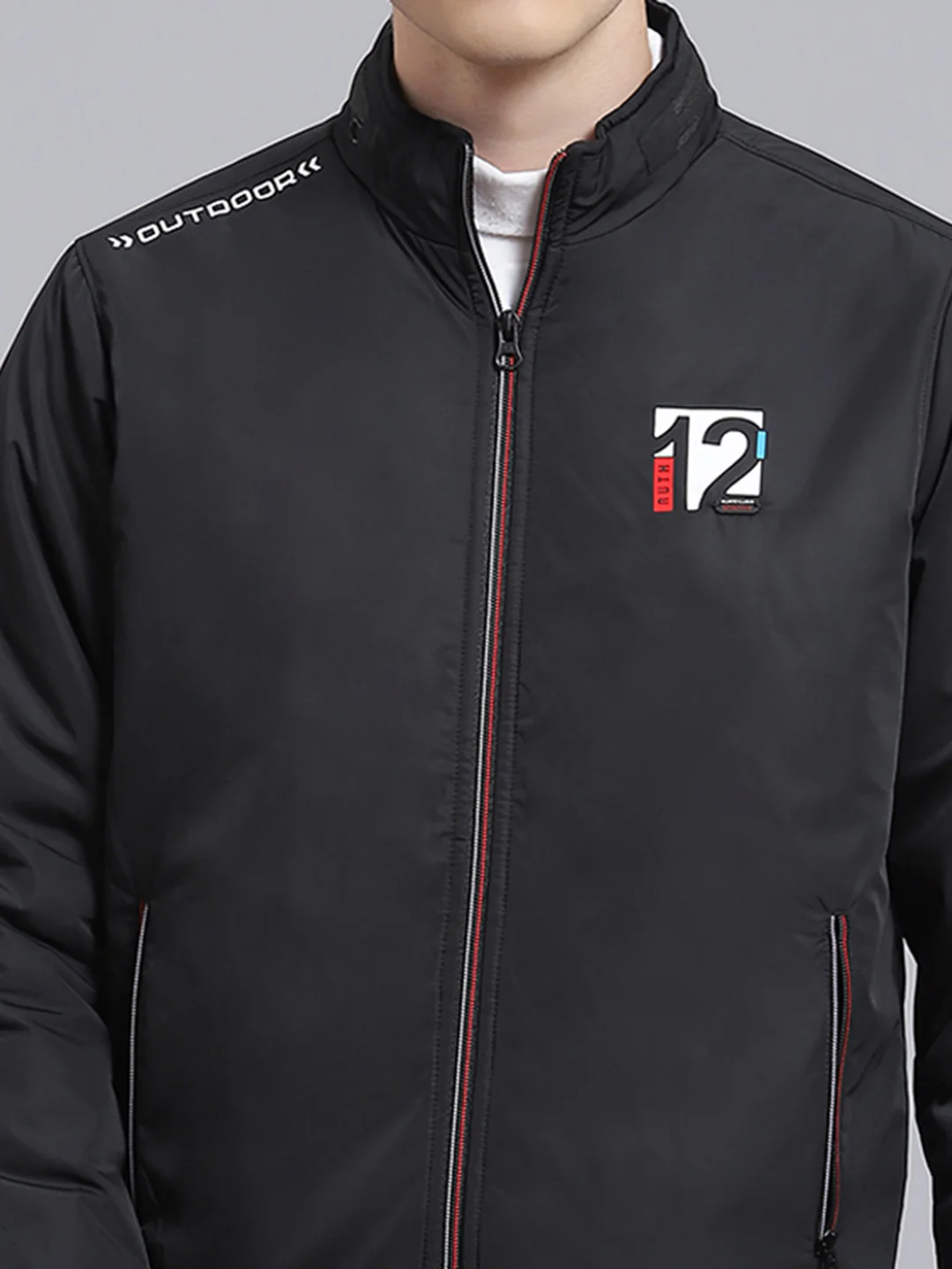 Men Black Solid Stand Collar Full Sleeve Jacket - Image 7