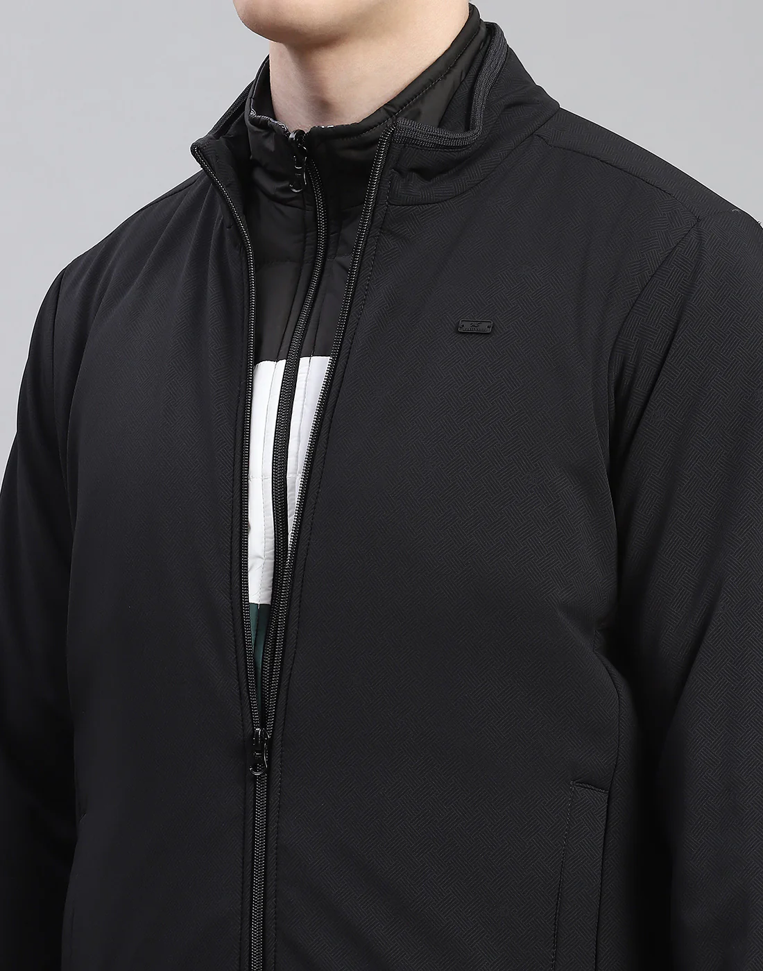 Men Black Solid Stand Collar Full Sleeve Reversible Jacket - 2 Pc set - Image 14