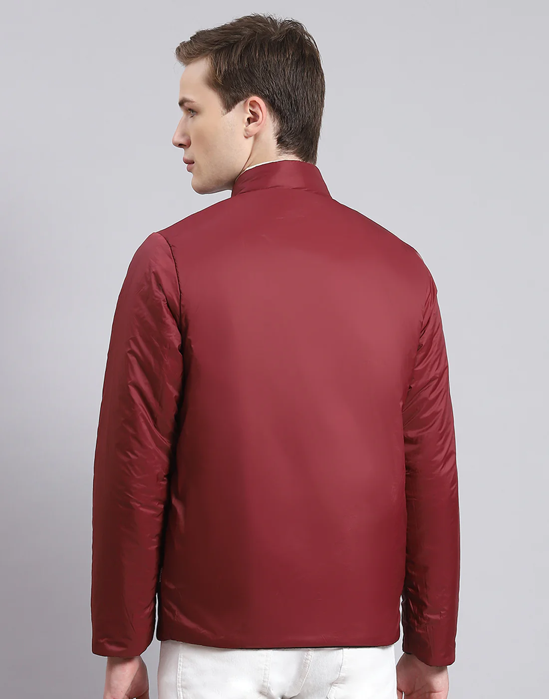 Men Black Solid Stand Collar Full Sleeve Jacket - Image 7