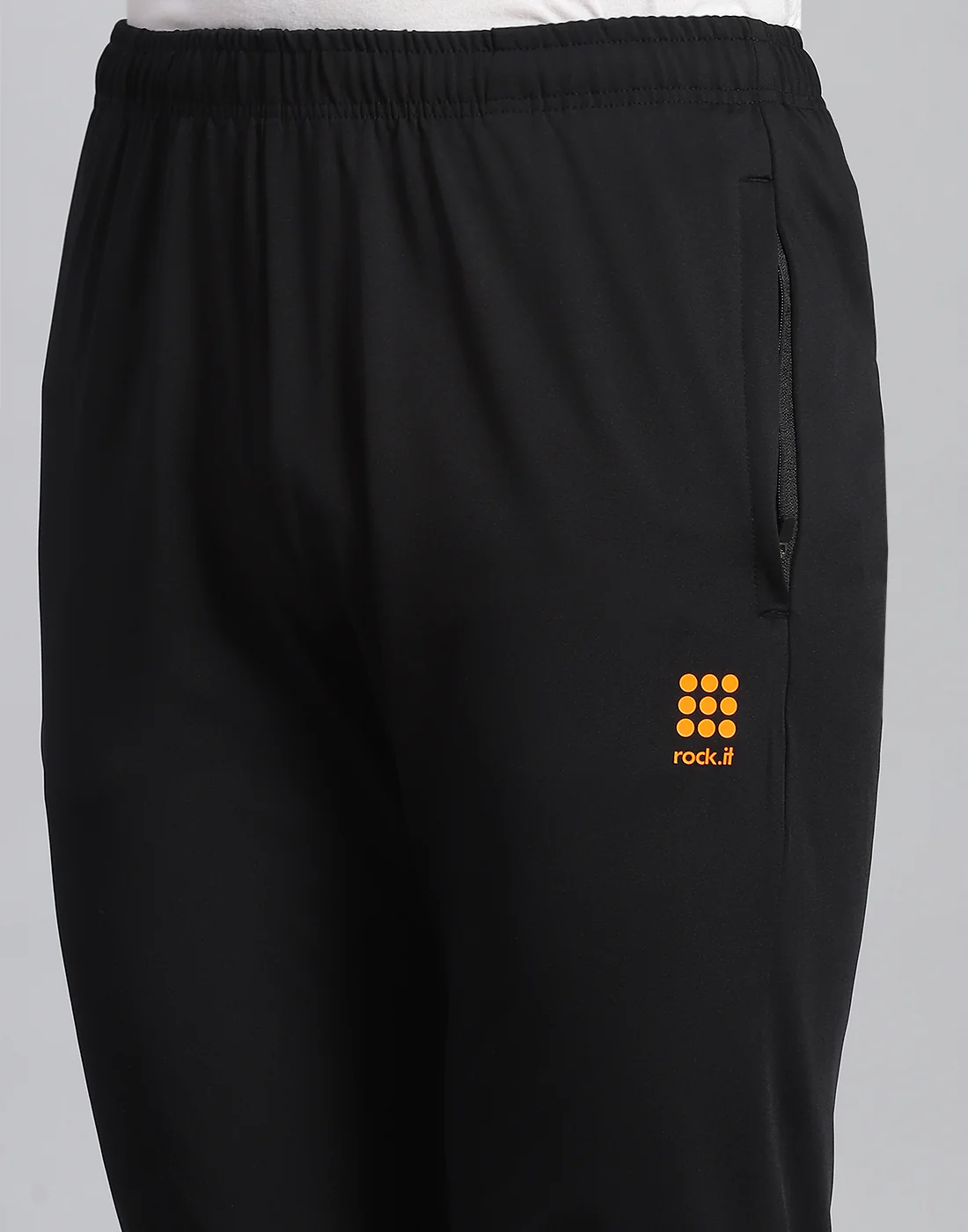 Rock.it Men Black Solid Stand Collar Full Sleeve Tracksuit - Image 8