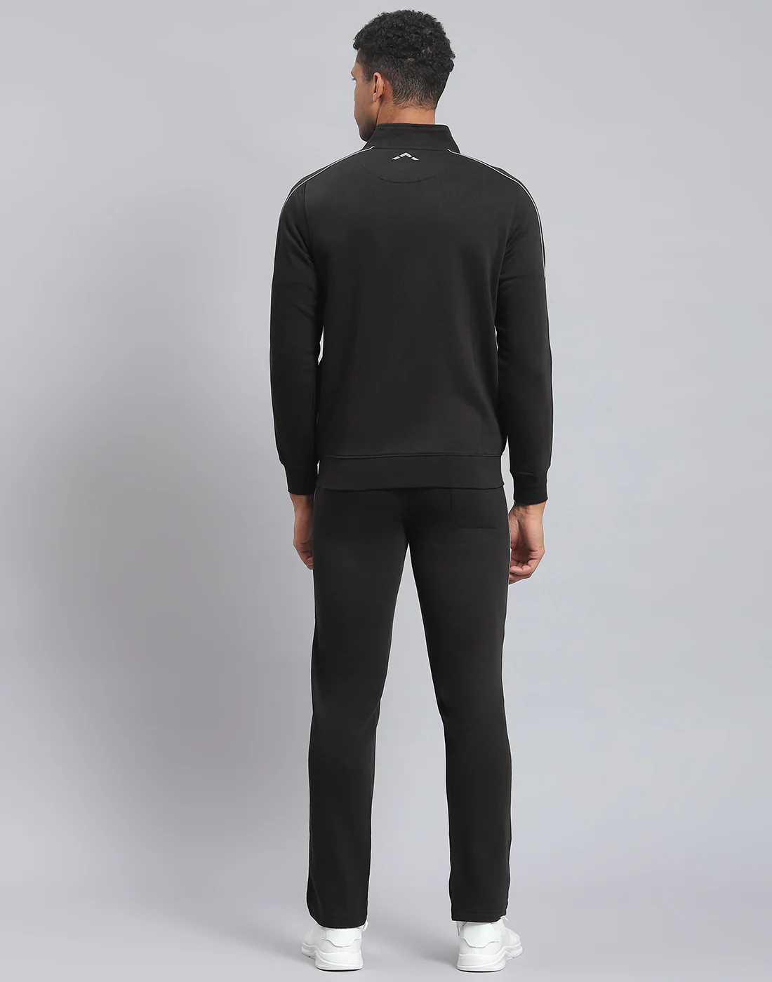 Rock.it Men Black Solid Stand Collar Full Sleeve Tracksuit - Image 5