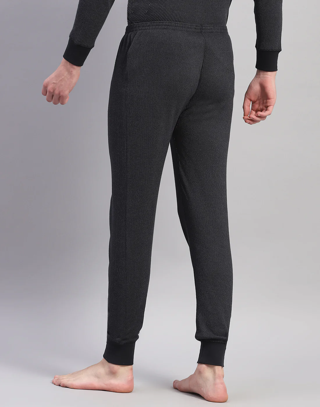 Men Black Solid Thermal Lower - Image 5