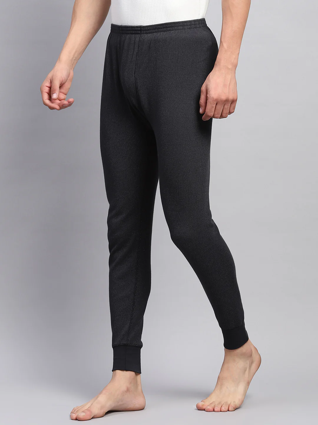 Men Black Solid Thermal Lower - Image 3