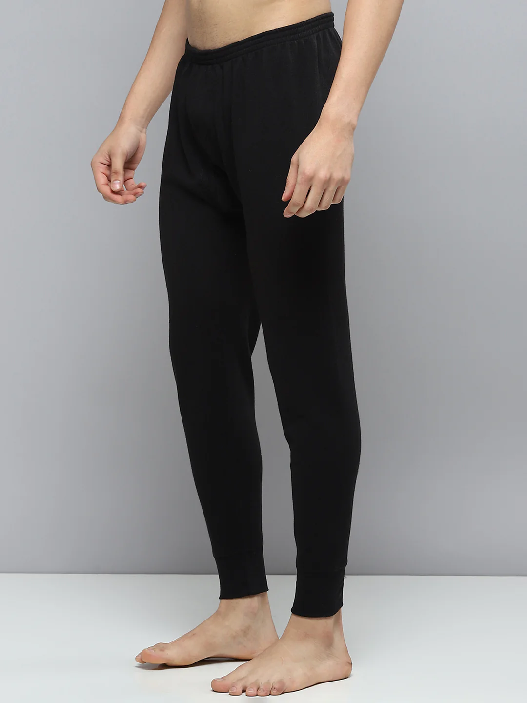 Men Black Solid Thermal Lower - Image 3