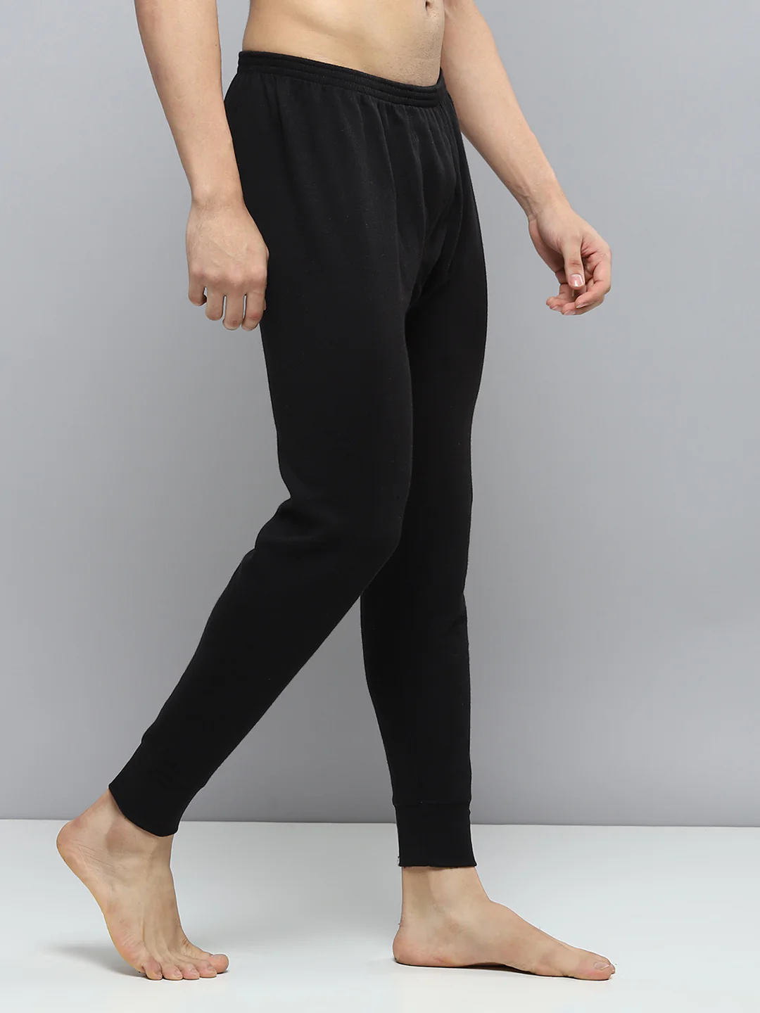 Men Black Solid Thermal Lower - Image 4