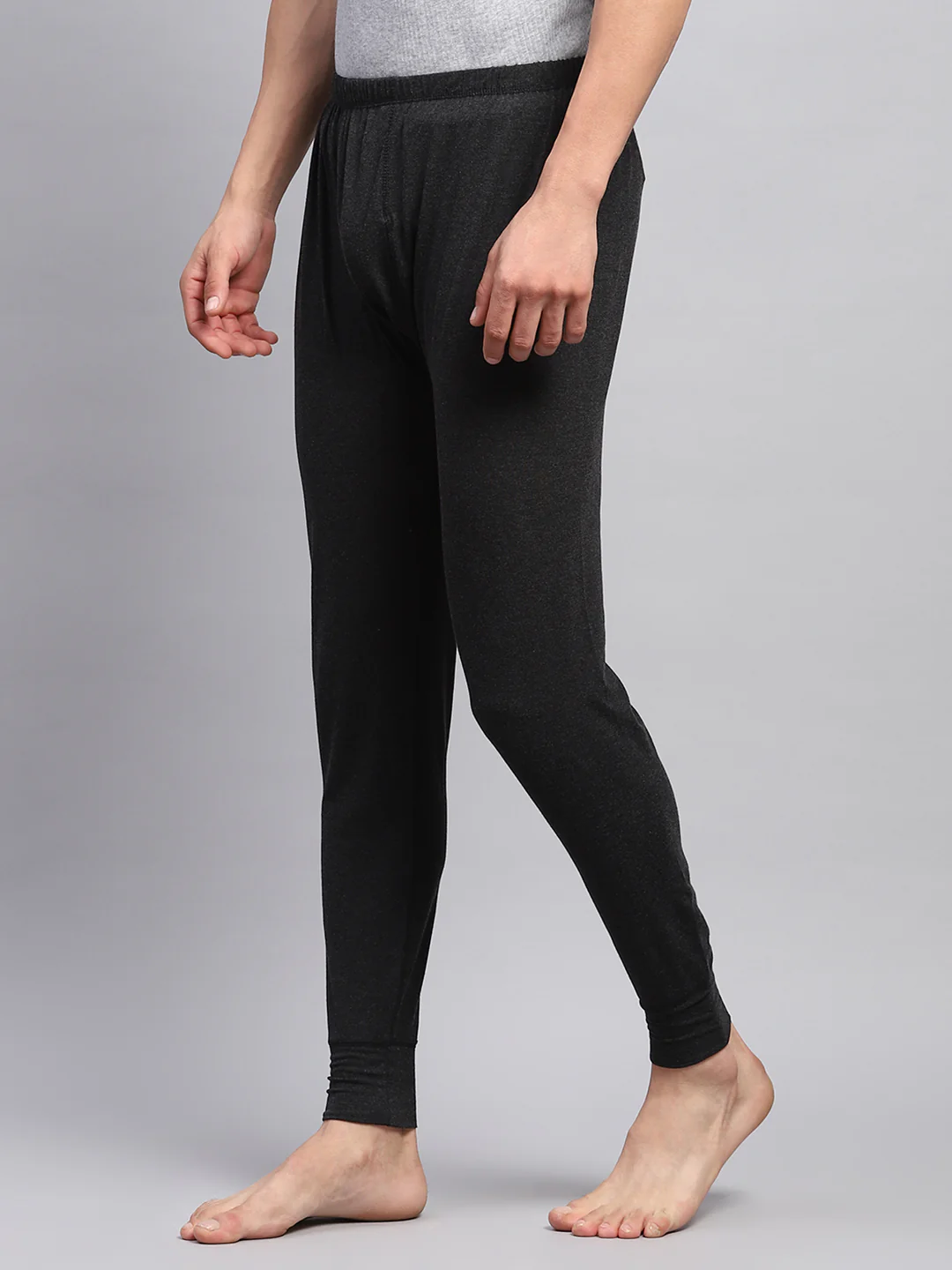 Men Black Solid Thermal Lower - Image 3