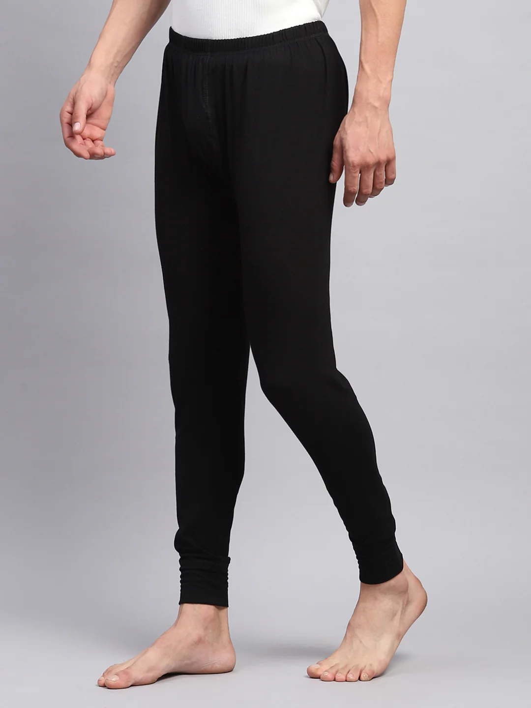 Men Black Solid Thermal Lower - Image 3