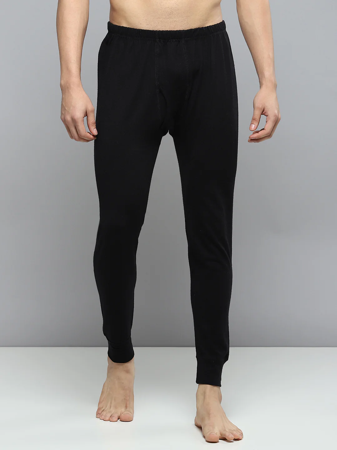 Men Black Solid Thermal Lower