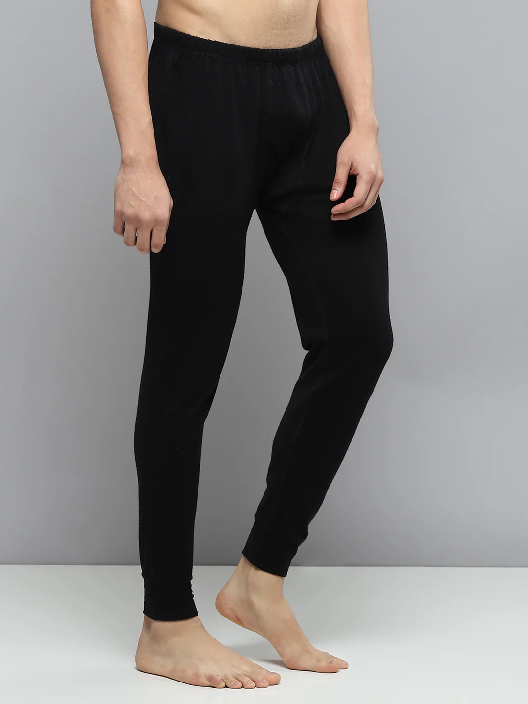 Men Black Solid Thermal Lower - Image 4