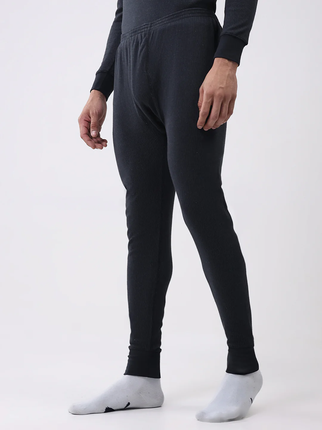 Men Black Solid Thermal Lower - Image 3