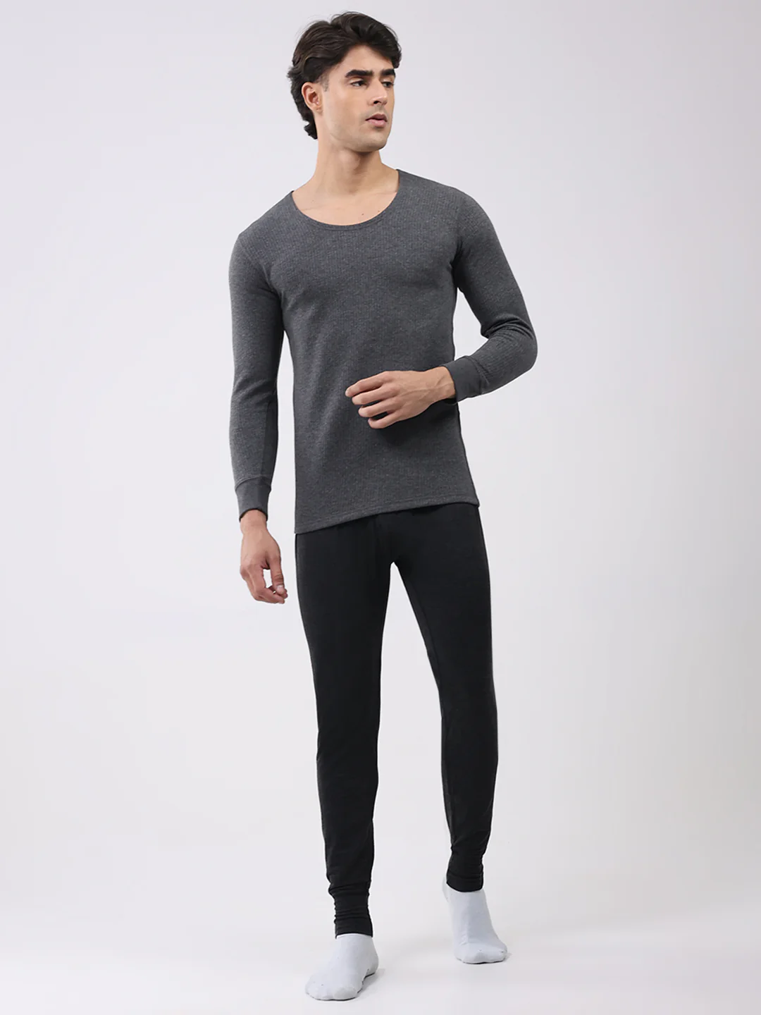 Men Black Solid Thermal Lower - Image 2
