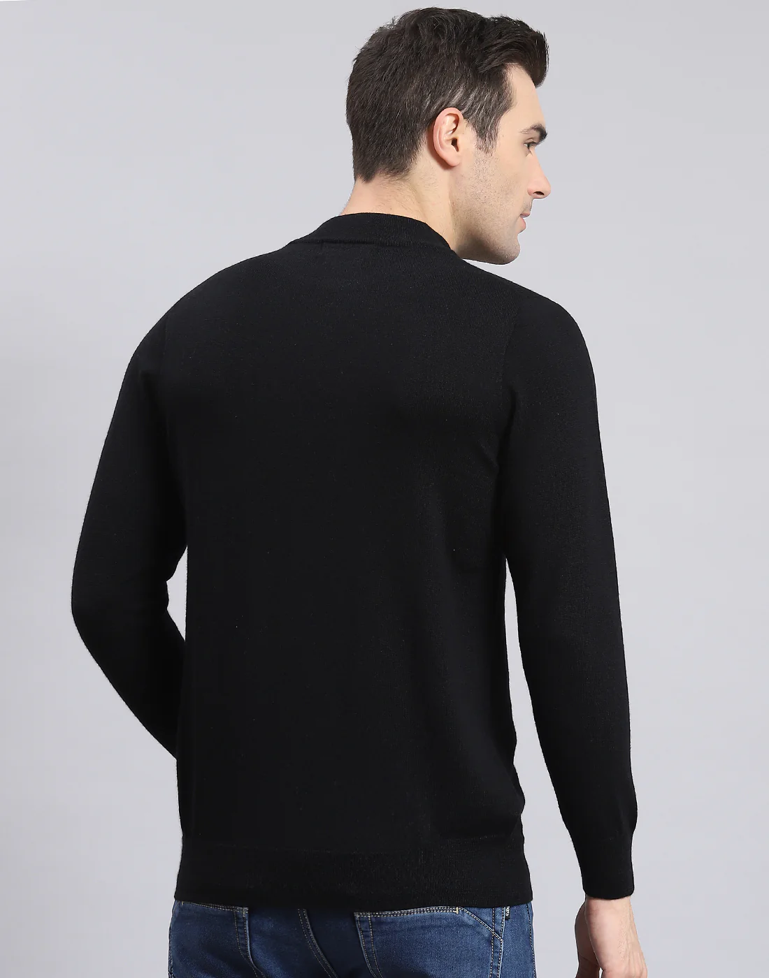 Men Black Solid Turtle Neck Full Sleeve Pullover - Image 5