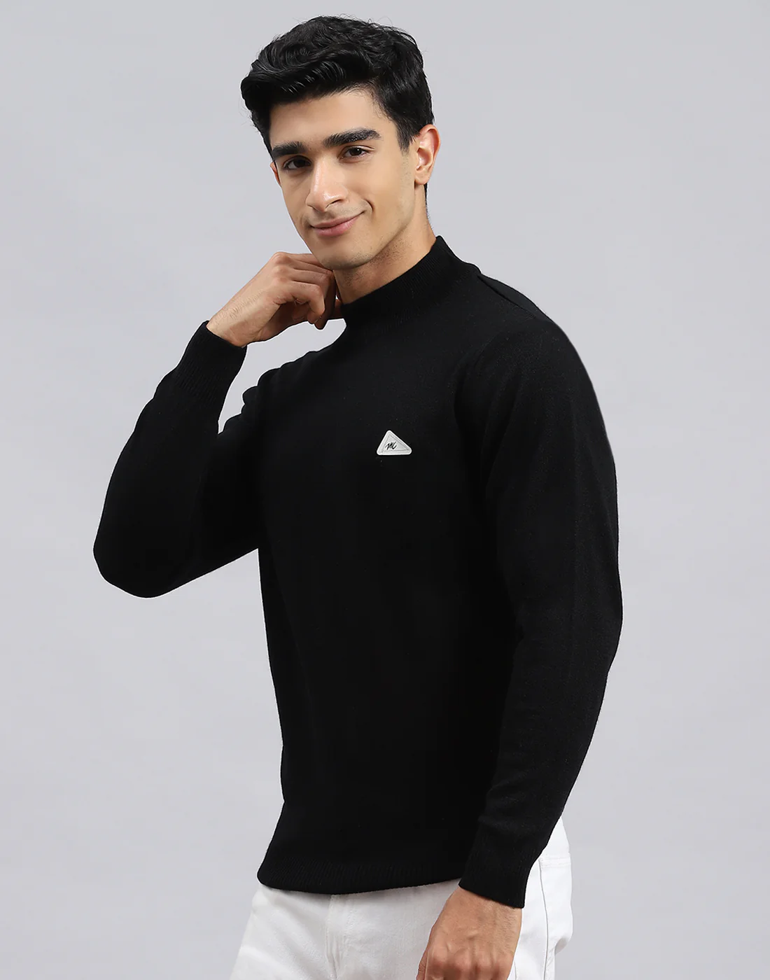 Men Black Solid Turtle Neck Full Sleeve Pullover - Image 4