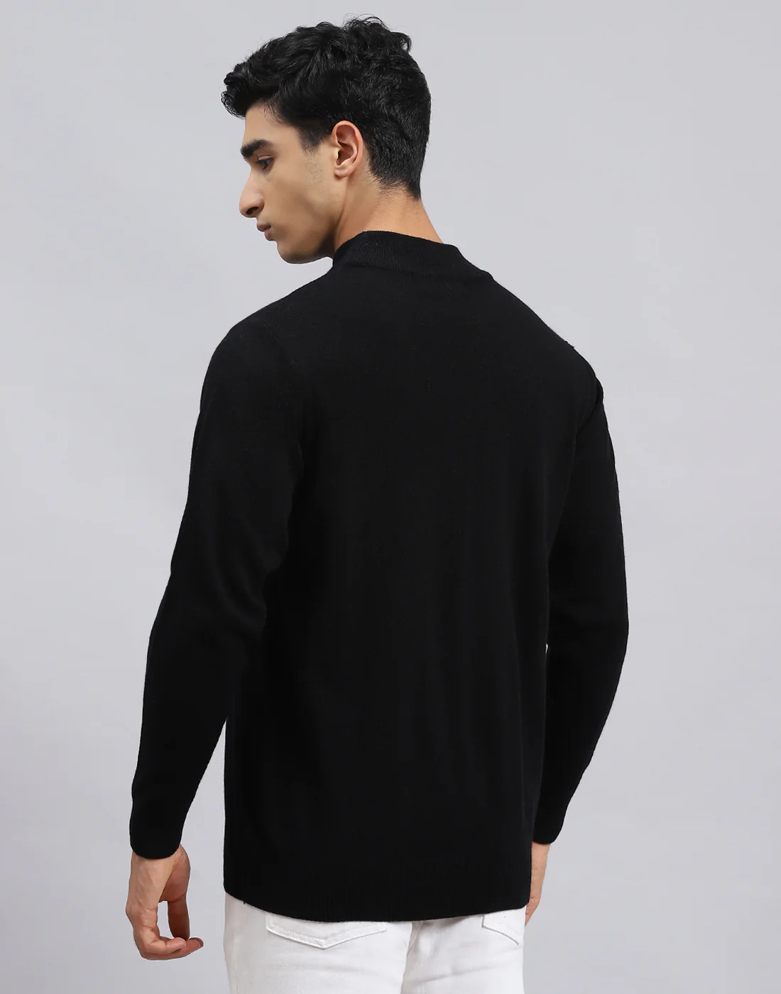 Men Black Solid Turtle Neck Full Sleeve Pullover - Image 5