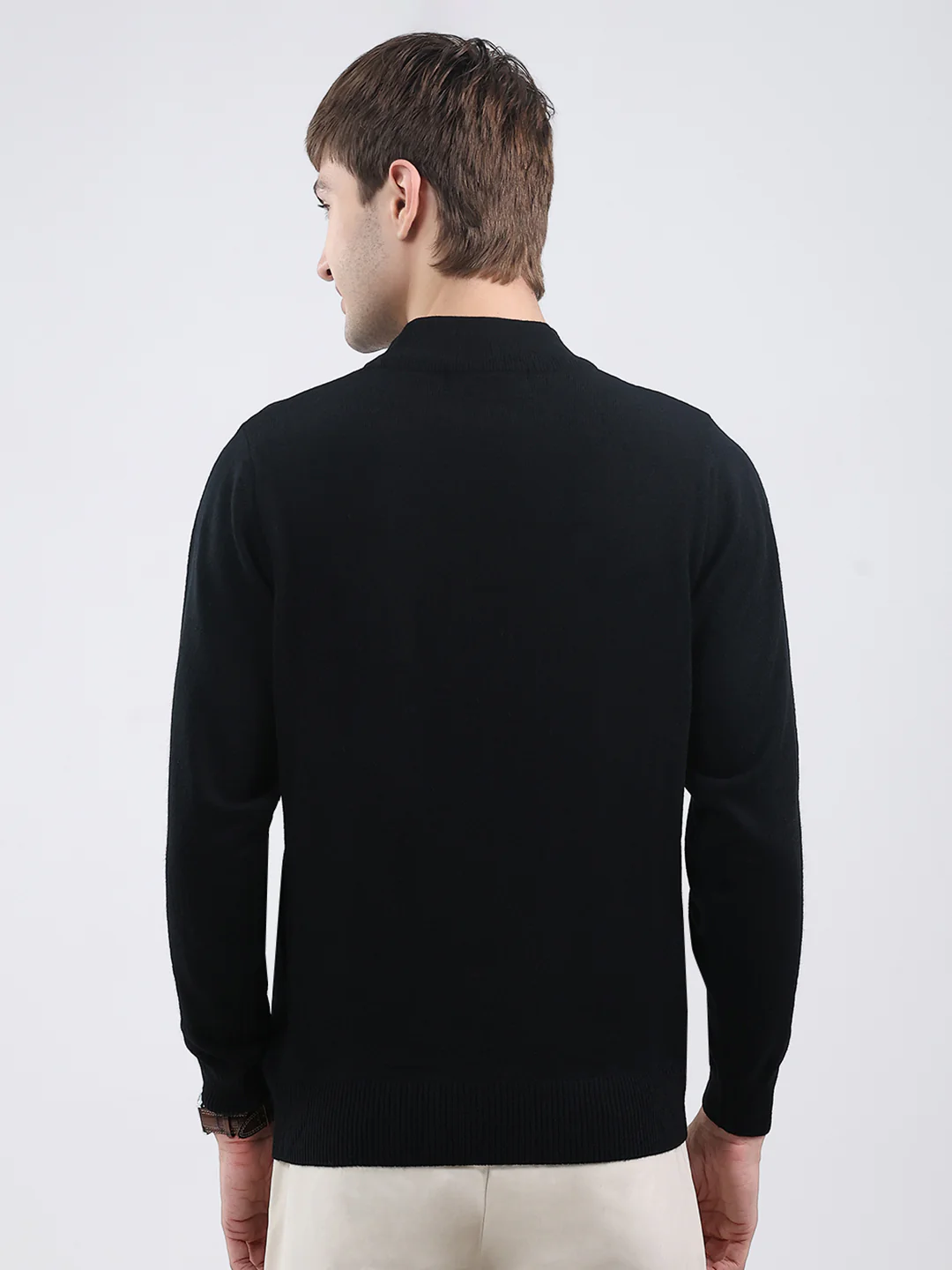 Men Black Solid Turtle Neck Full Sleeve Pullover - Image 5