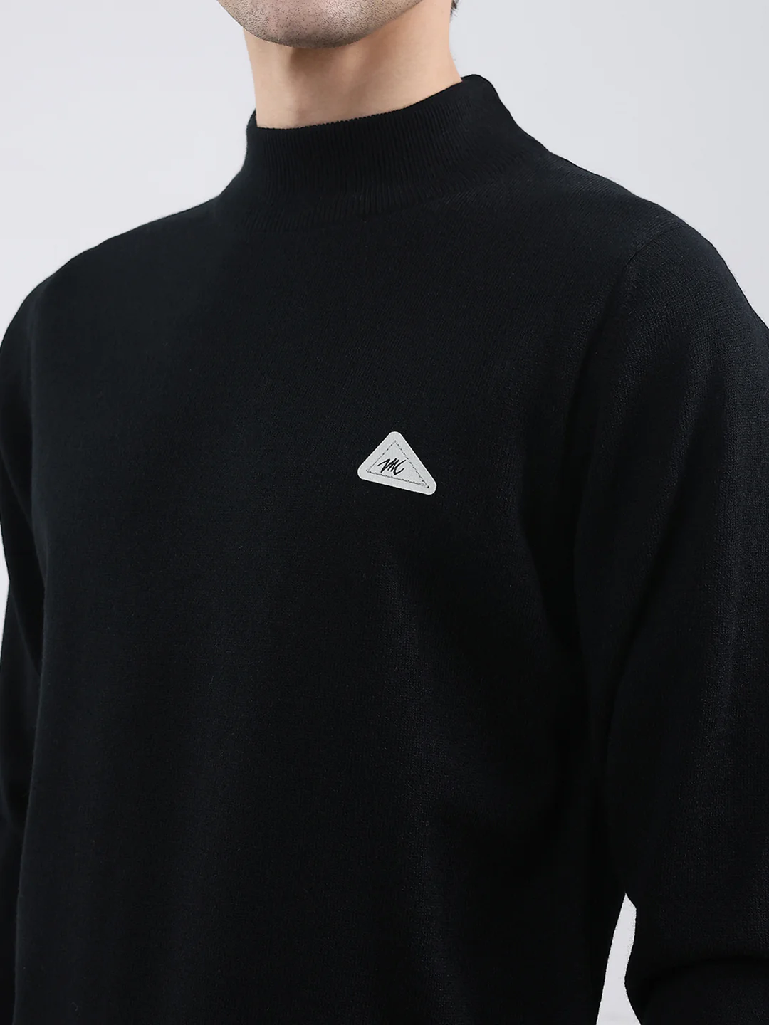 Men Black Solid Turtle Neck Full Sleeve Pullover - Image 7