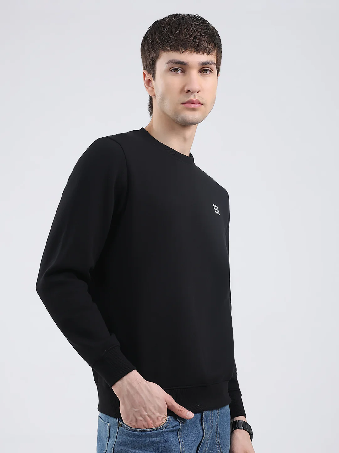 Rock.it Men Black Solid Round Neck Full Sleeve Sweatshirt - Image 4