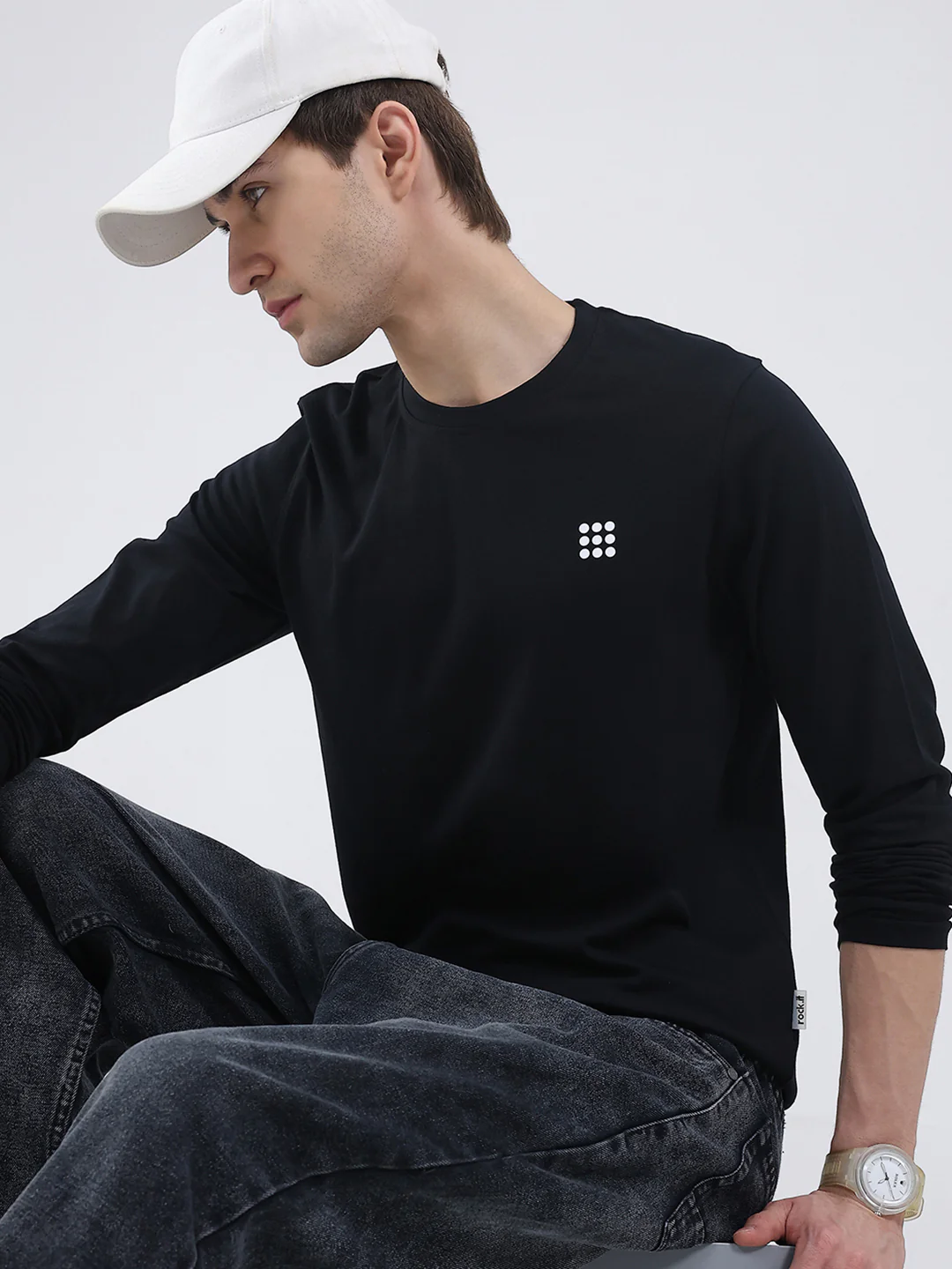 Rock.it Men Black Solid Round Neck Full Sleeve Winter T-Shirt - Image 6
