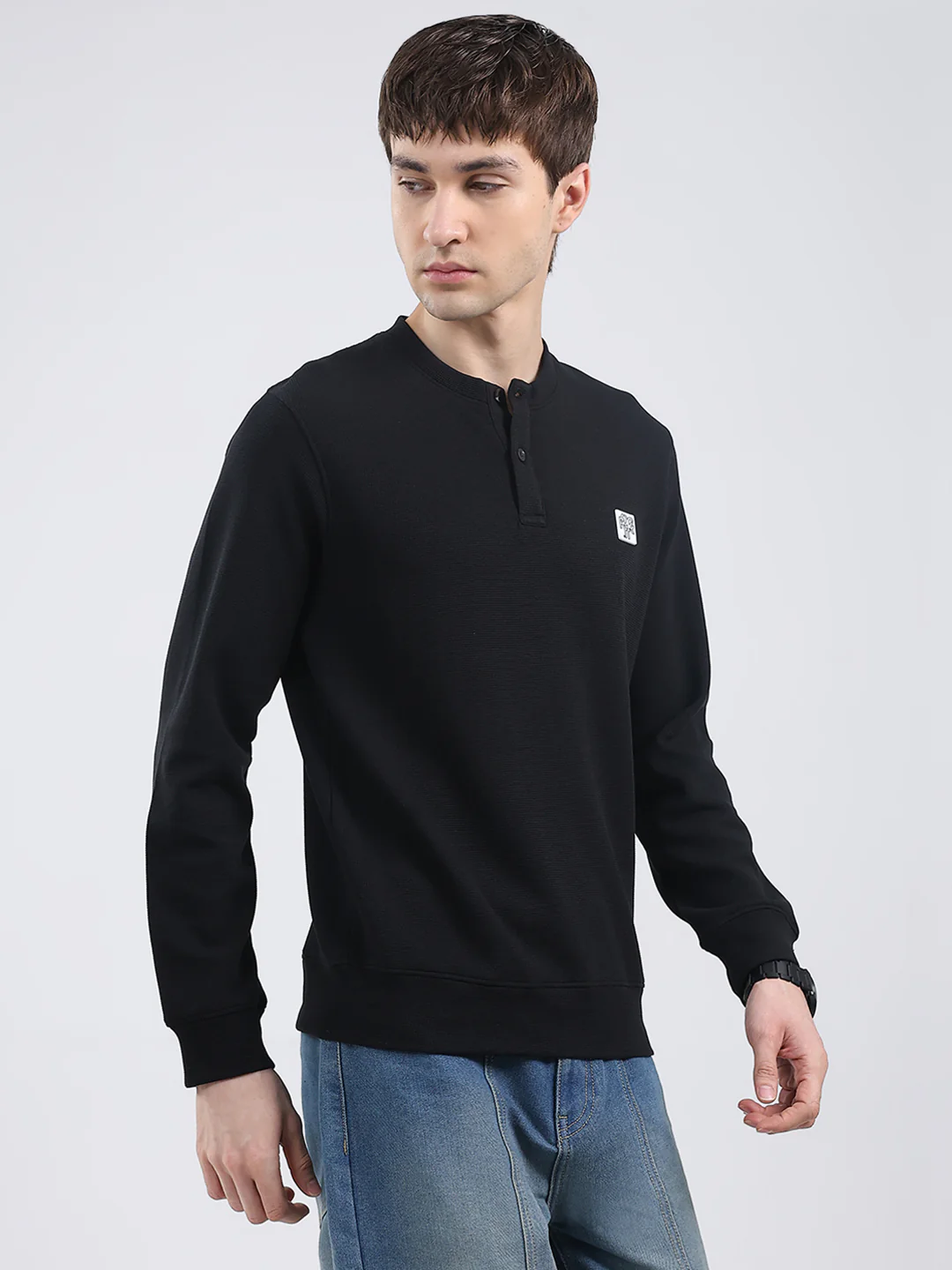 Rock.it Men Black Solid Round Neck Full Sleeve Winter T-Shirt - Image 4