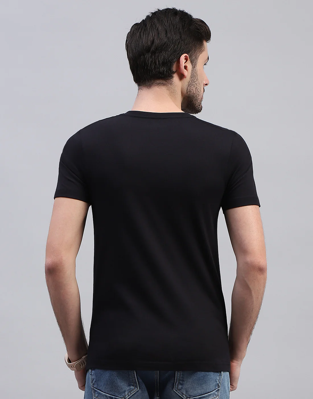 Men Black Solid V Neck Half Sleeve T-Shirt (Pack of 3) - Image 10