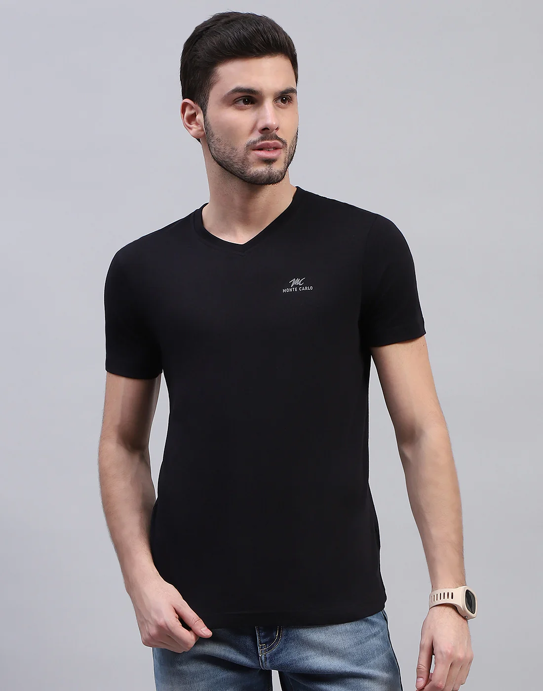 Men Black Solid V Neck Half Sleeve T-Shirt (Pack of 3) - Image 11