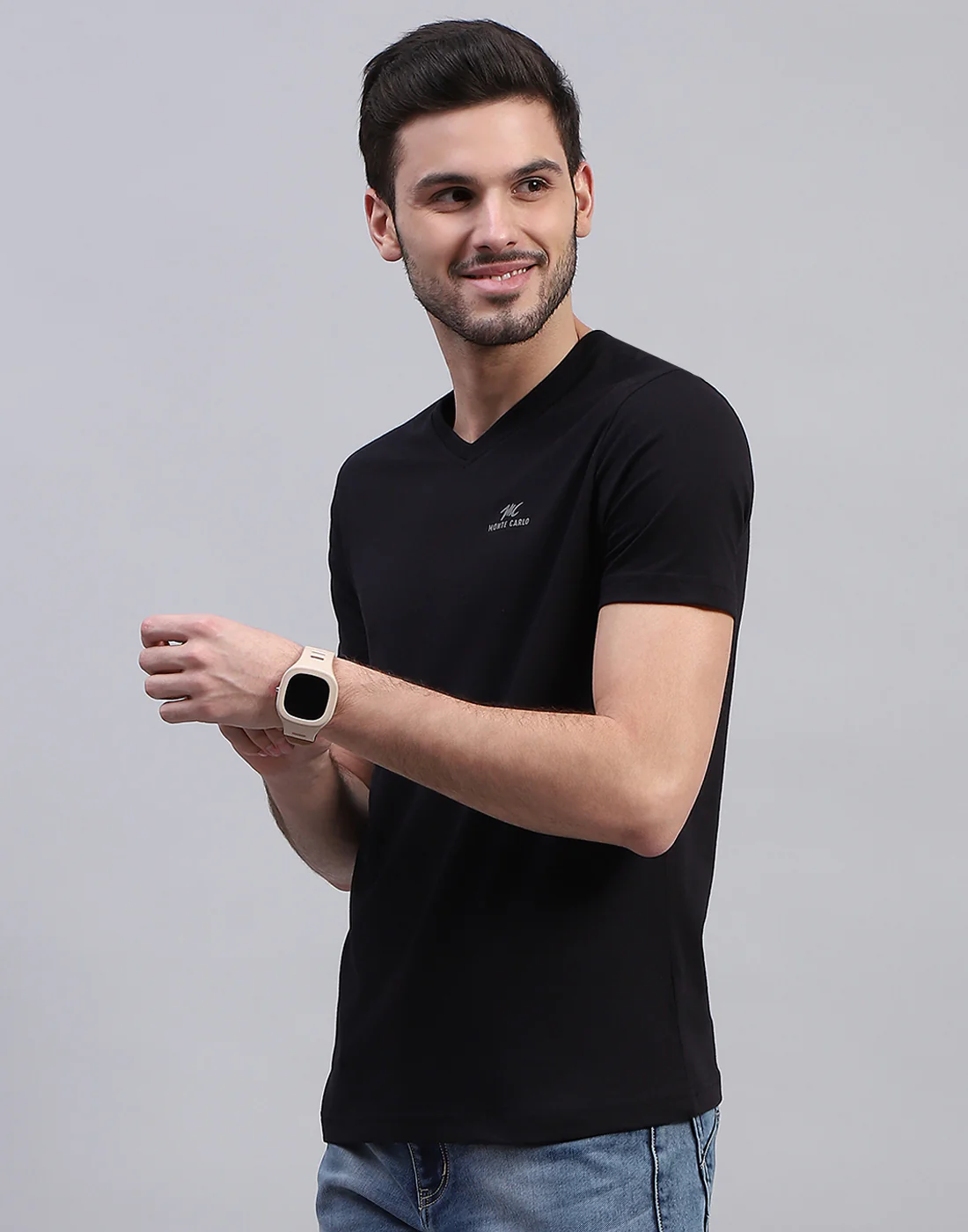 Men Black Solid V Neck Half Sleeve T-Shirt (Pack of 3) - Image 12