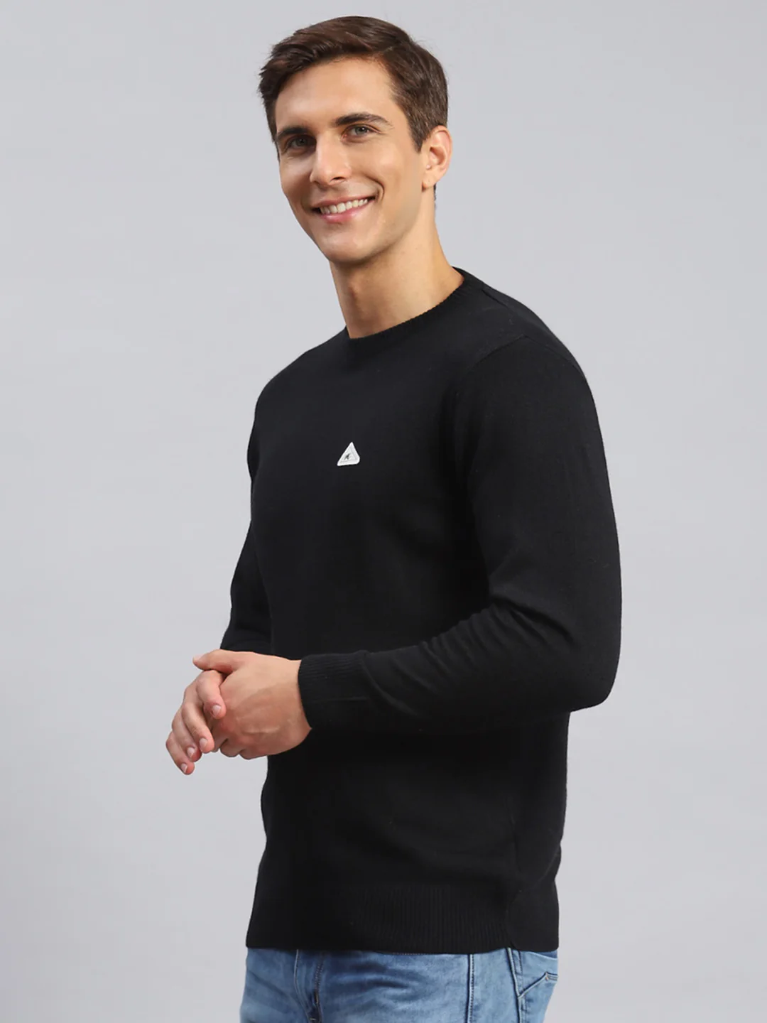 Men Black Solid Wool blend Pullover - Image 4