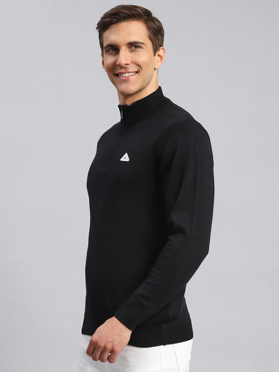 Men Black Solid Wool blend Pullover - Image 4
