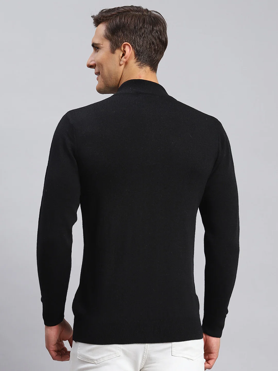 Men Black Solid Wool blend Pullover - Image 5