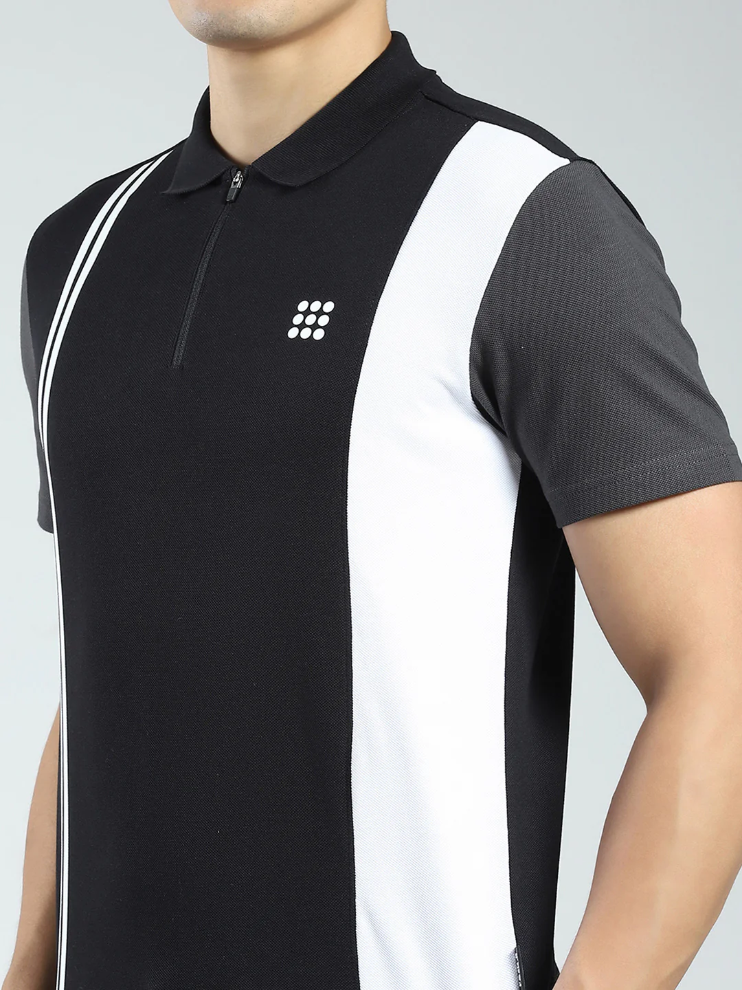 Rock.it Men Black Stripe Collar Half Sleeve T-Shirt - Image 6