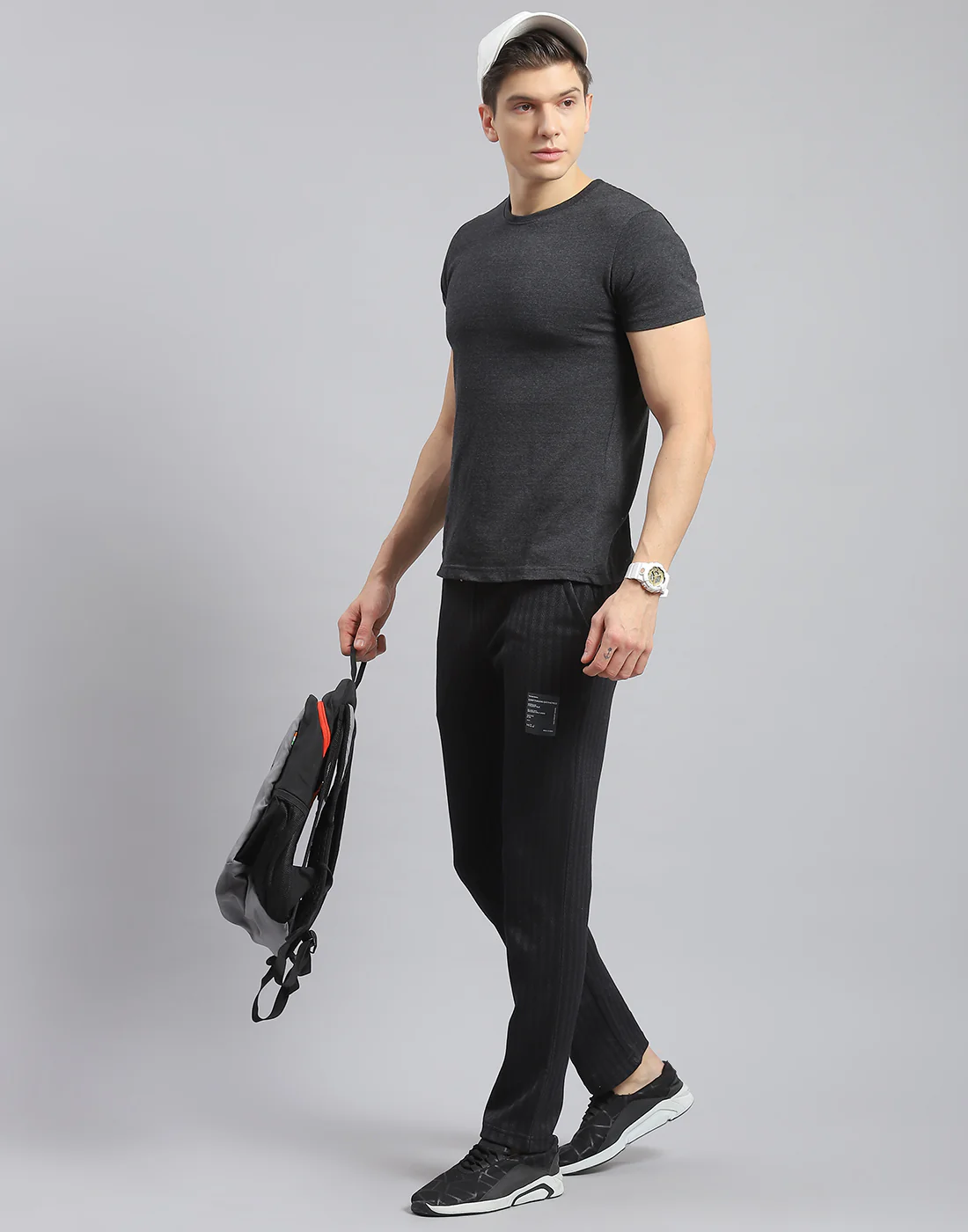 Men Black Stripe Regular Fit Winter Lower - Image 2