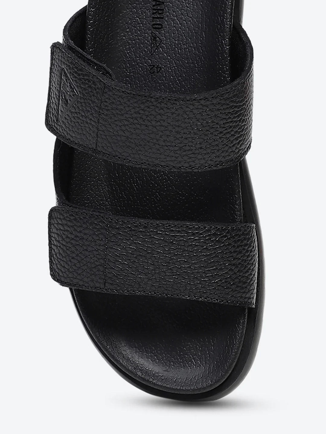 Men Black Velcro Genuine Leather Sliders - Image 7