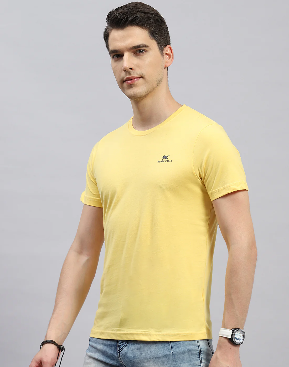 Men Blue, Black & Yellow Solid Round Neck Half Sleeve T-Shirt (Pack of 3) - Image 8
