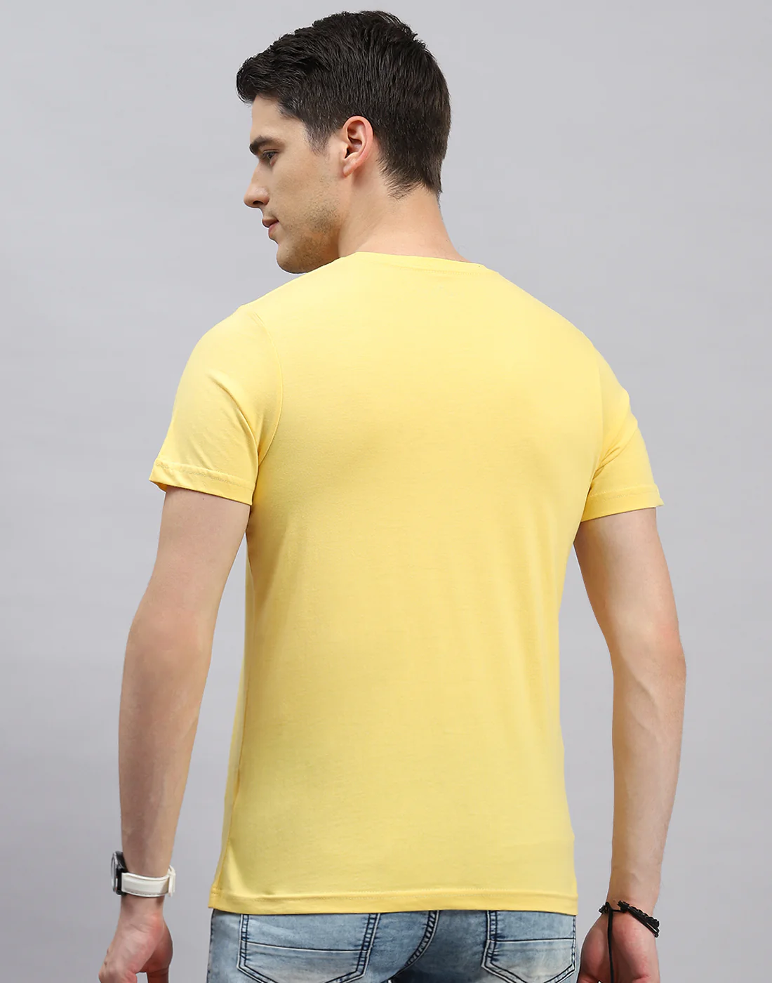 Men Blue, Black & Yellow Solid Round Neck Half Sleeve T-Shirt (Pack of 3) - Image 9