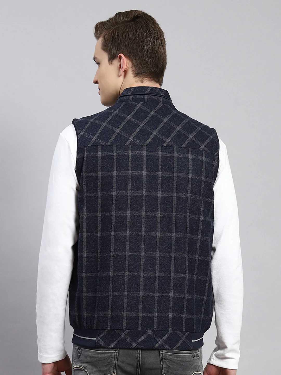 Men Blue Check Coat - Image 5