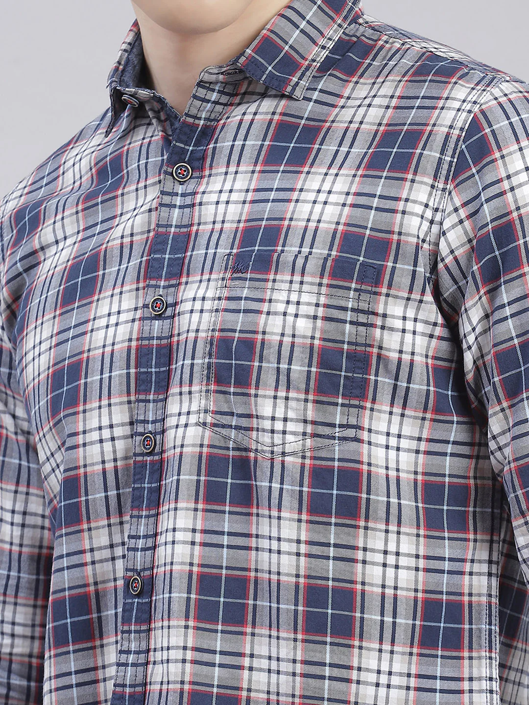 Men Blue Check Collar Full Sleeve Shirts - Image 6