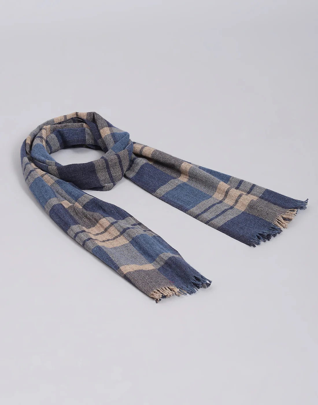 Men Blue Check Muffler - Image 3