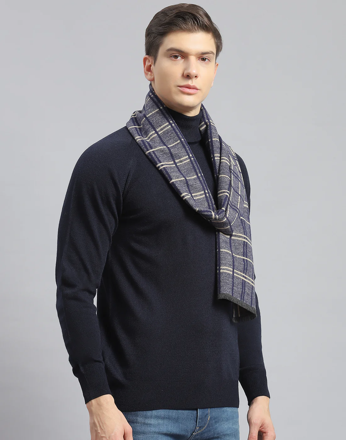 Men Blue Check Muffler - Image 4